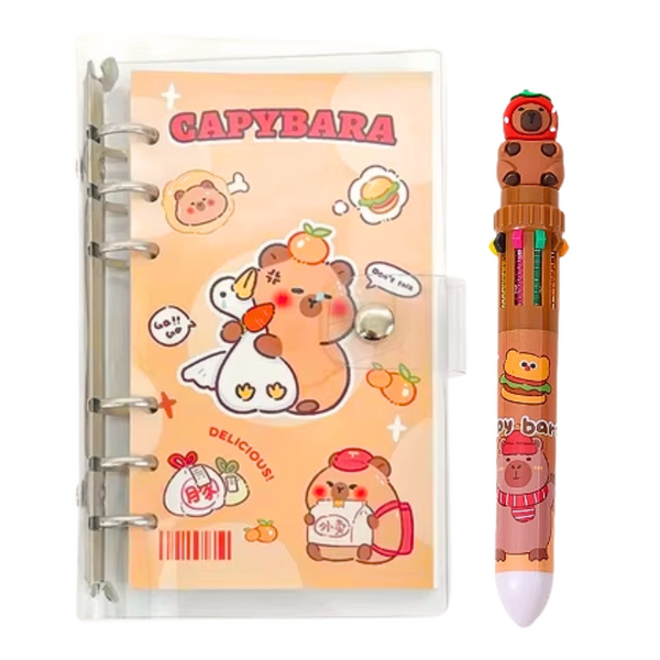 Agenda Capybara Diario Personal + Lápiz De 10 Colores