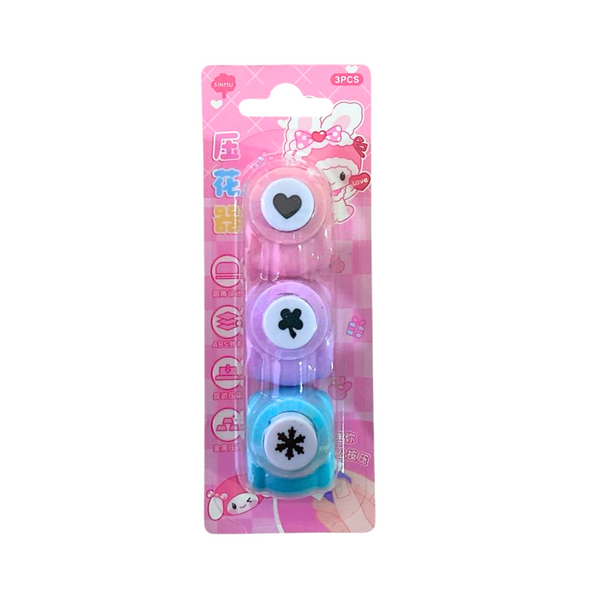 Mini Perforadoras Con Formas Y Diseño Kawaii Pack De 3