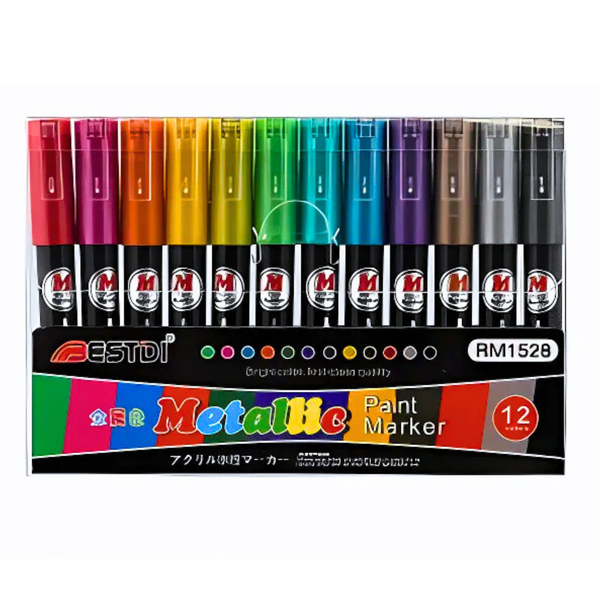 Plumones AcrĂlicos Metalizados 12 Colores P/ Toda Superficie
