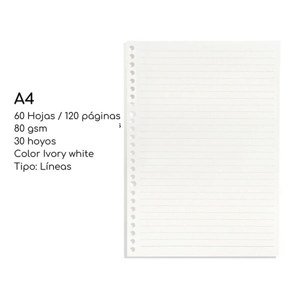 Repuesto De Hojas Para Libreta Anillada A4 Languo