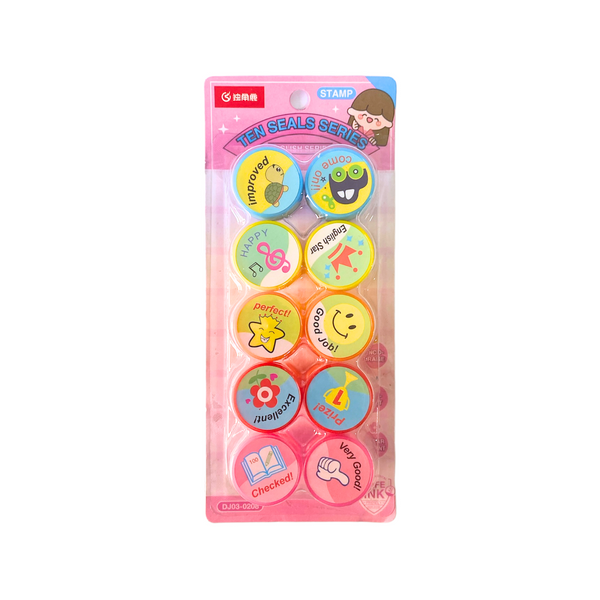 Set 10 Timbres Sellos Motivación Inglés Infantiles