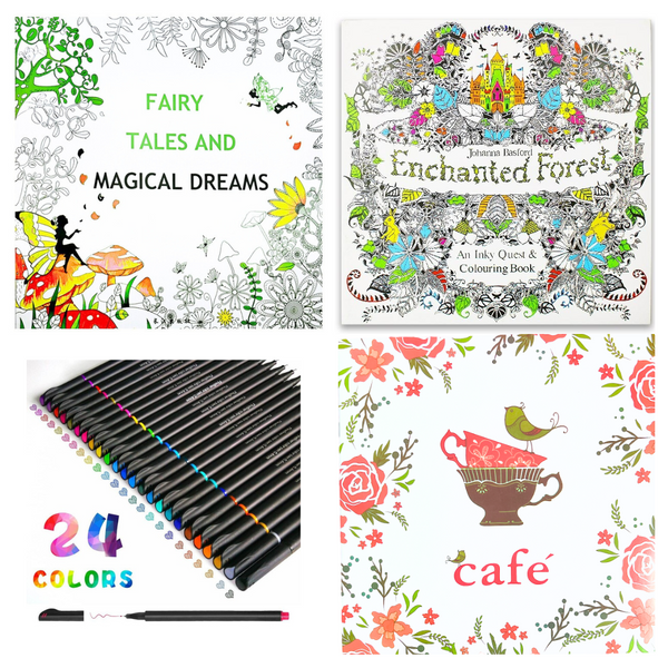 Set Mandalas Para Colorear + Lápices Tiralinea 24 Colores