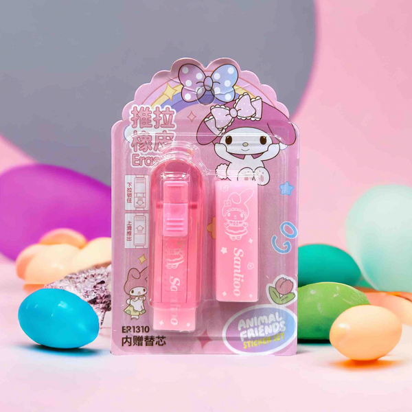 Goma de Borrar Retráctiles Con Repuesto De Kuromi o My Melody