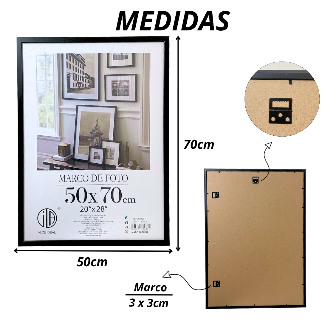 Marco Para Foto 50x70 Cm Cuadro Portarretrato Decorativo