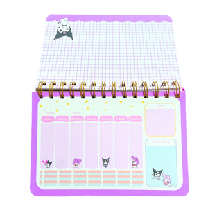 Planner Semanal Kuromi 50 Hojas + Lápiz Pasta Kawaii