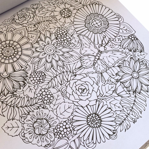 Libro Mándala Florales + 12 Plumones Doble Punta Fina/gruesa