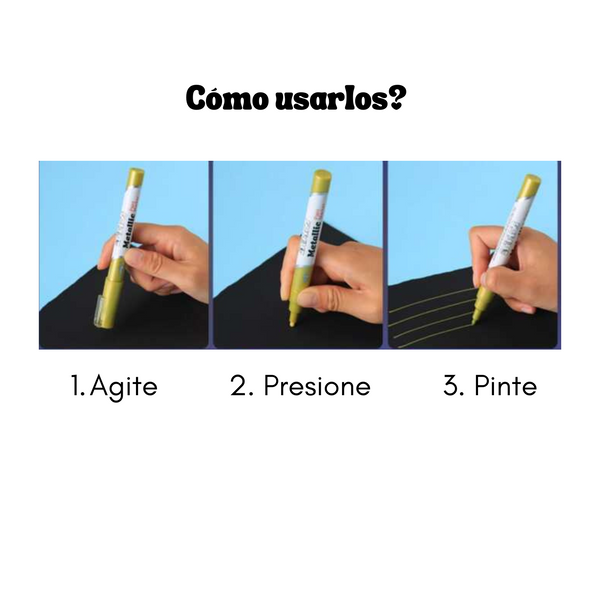 Plumones Acrílicos Metalizados 12 Colores P/ Toda Superficie