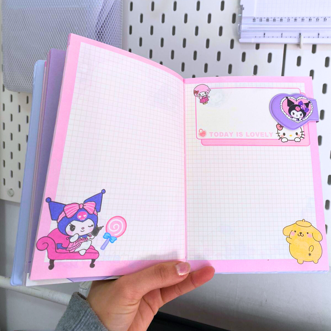 Set Agenda Libreta Kuromi + 1 Lápiz Multicolor Kawaii