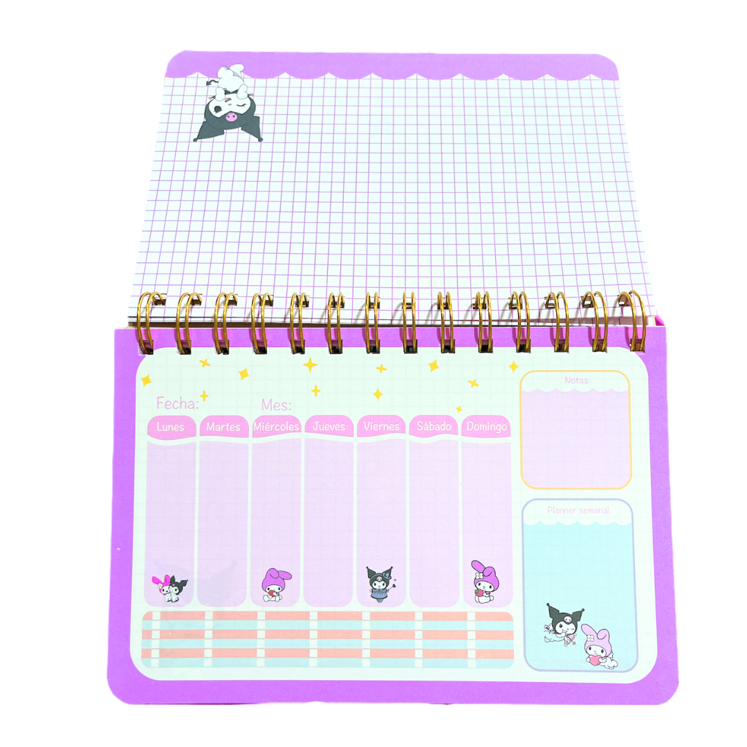 Planner Semanal Kuromi + Lápiz Multicolor Kuromi