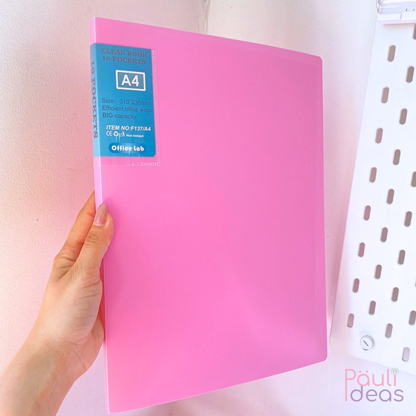 Carpeta Archivadora Color Pastel 10 Fundas Transparentes A4