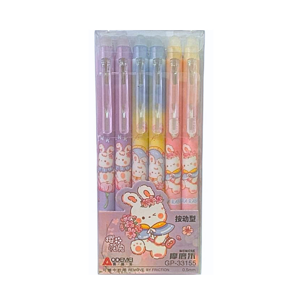 Pack 12 Lápices Tinta Gel 100% Borrable Diseño Kawaii