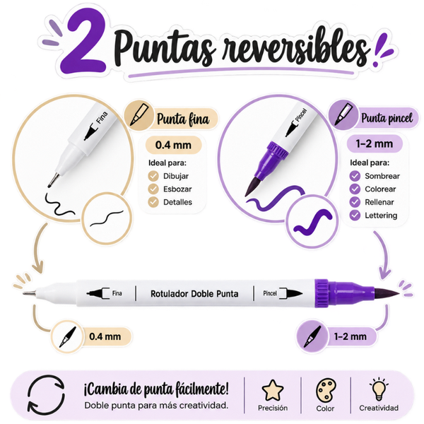 Set Lettering Libro 158 Páginas + 12 Plumones Doble Punta