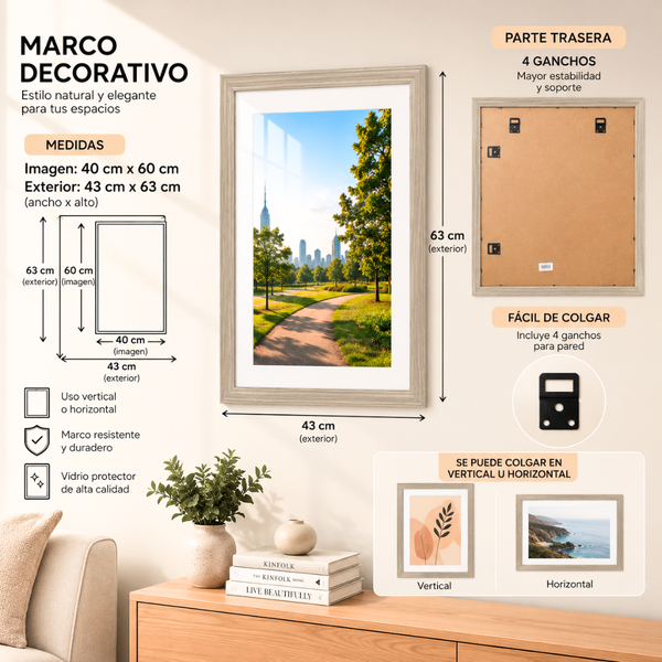 Marco Para Fotos 40x60 Cm Cuadro Portarretrato Decorativo Para Pared