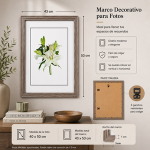 Marco Decorativo 40x50cm Cuadro Portarretrato Con Vidrio
