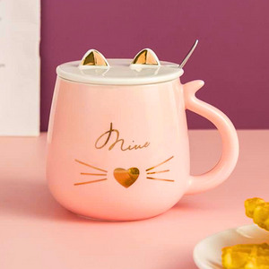 Set De 2 Tazas Mug Tazón De Gatito Tiernos Apilables