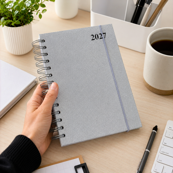 Agenda 2027 A5 Anillada Tapa Dura Planner Con Elástico
