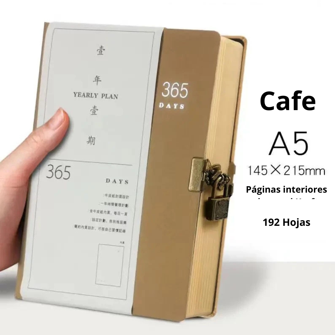 Planner Anual 365 Días Libreta A5 Sin Fechas Con Candado