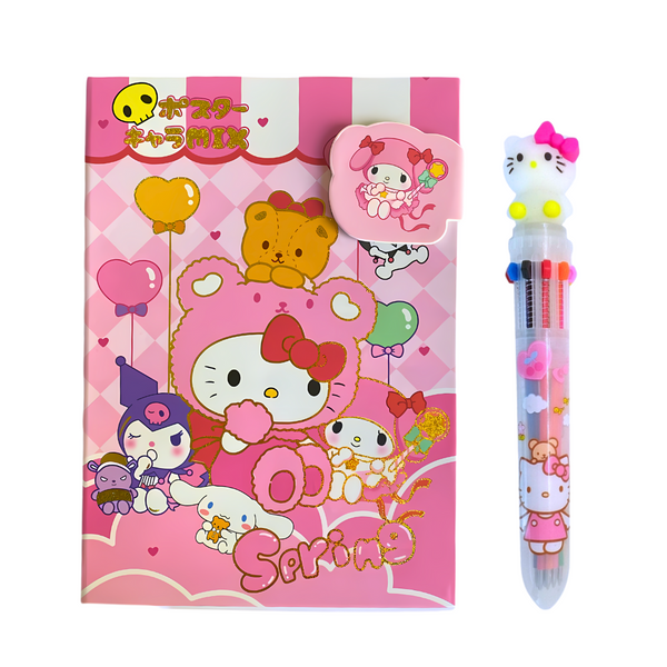 Set Agenda Libreta Kuromi + 1 Lápiz Multicolor Kawaii