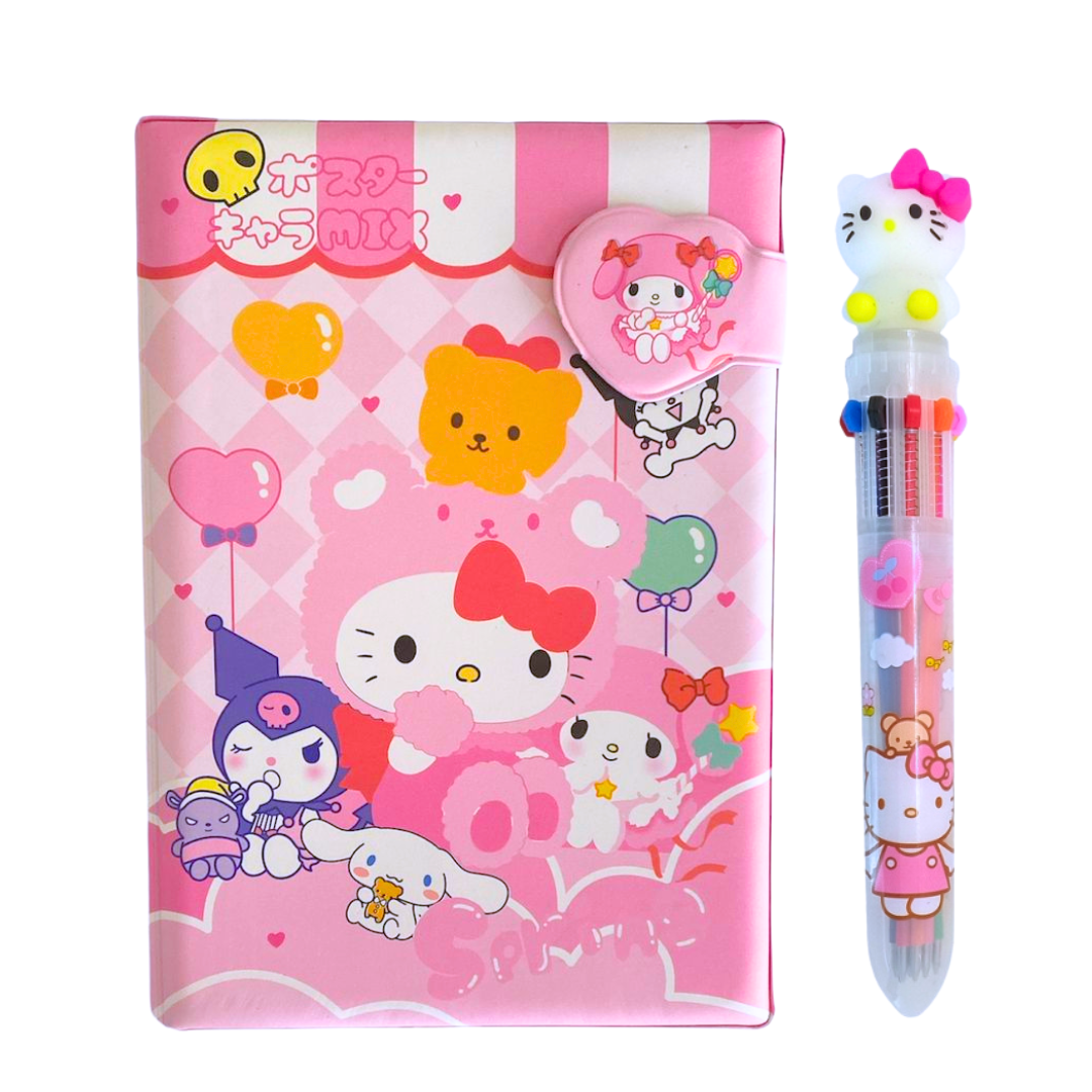 Set Agenda Libreta Kuromi + 1 Lápiz Multicolor Kawaii