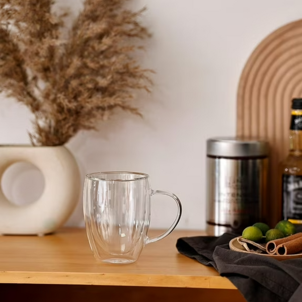 Taza De Doble Cubierta De Vidrio 350 Ml