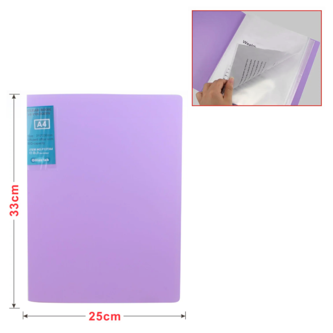 Carpeta Archivadora Color Pastel 10 Fundas Transparentes A4
