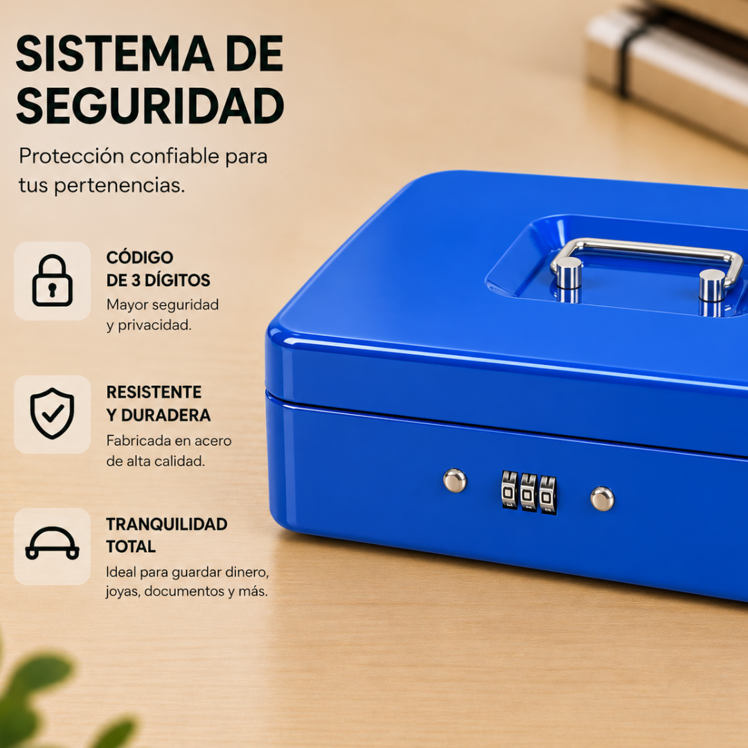 Caja Fuerte Dinero Metálica 30cm X 24cm Combinación Clave
