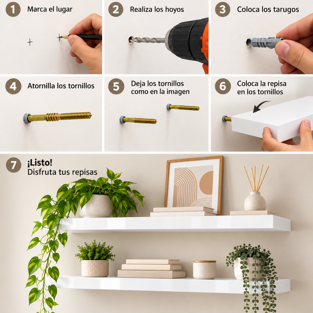 Repisa Flotante De Pared MDF 70 Cm Estante Decorativo