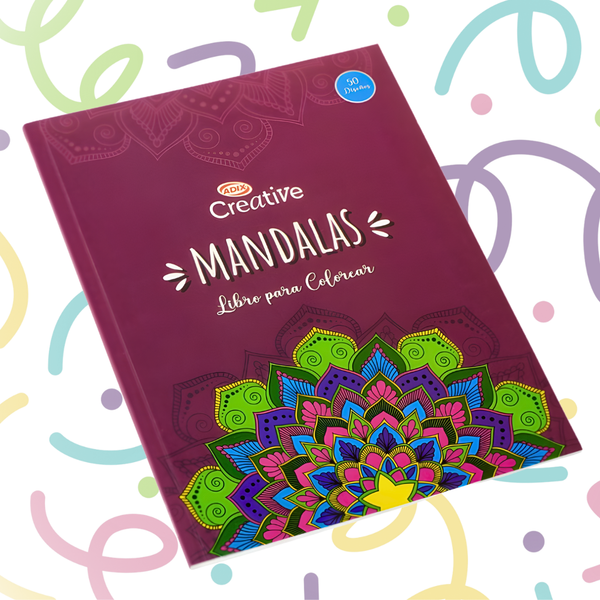 Libro De Mándalas + 12 Lápices Fineliner Adix 0.4 Mm Colores