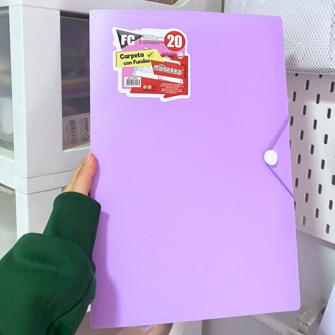 Carpeta Archivadora Tamaño Oficio Con 20 Fundas Transparente