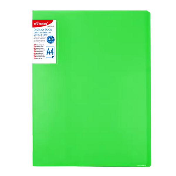 Carpeta Archivadora Color Neón 40 Fundas Transparentes A4
