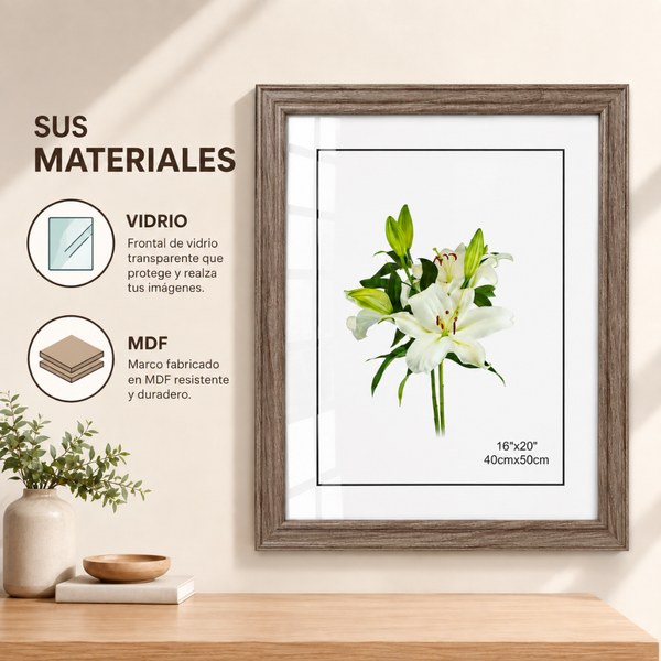Marco Decorativo 40x50cm Cuadro Portarretrato Con Vidrio