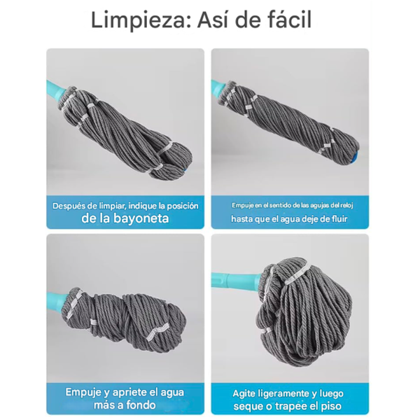 Trapeador Con Exprimidor Automático Para Limpieza