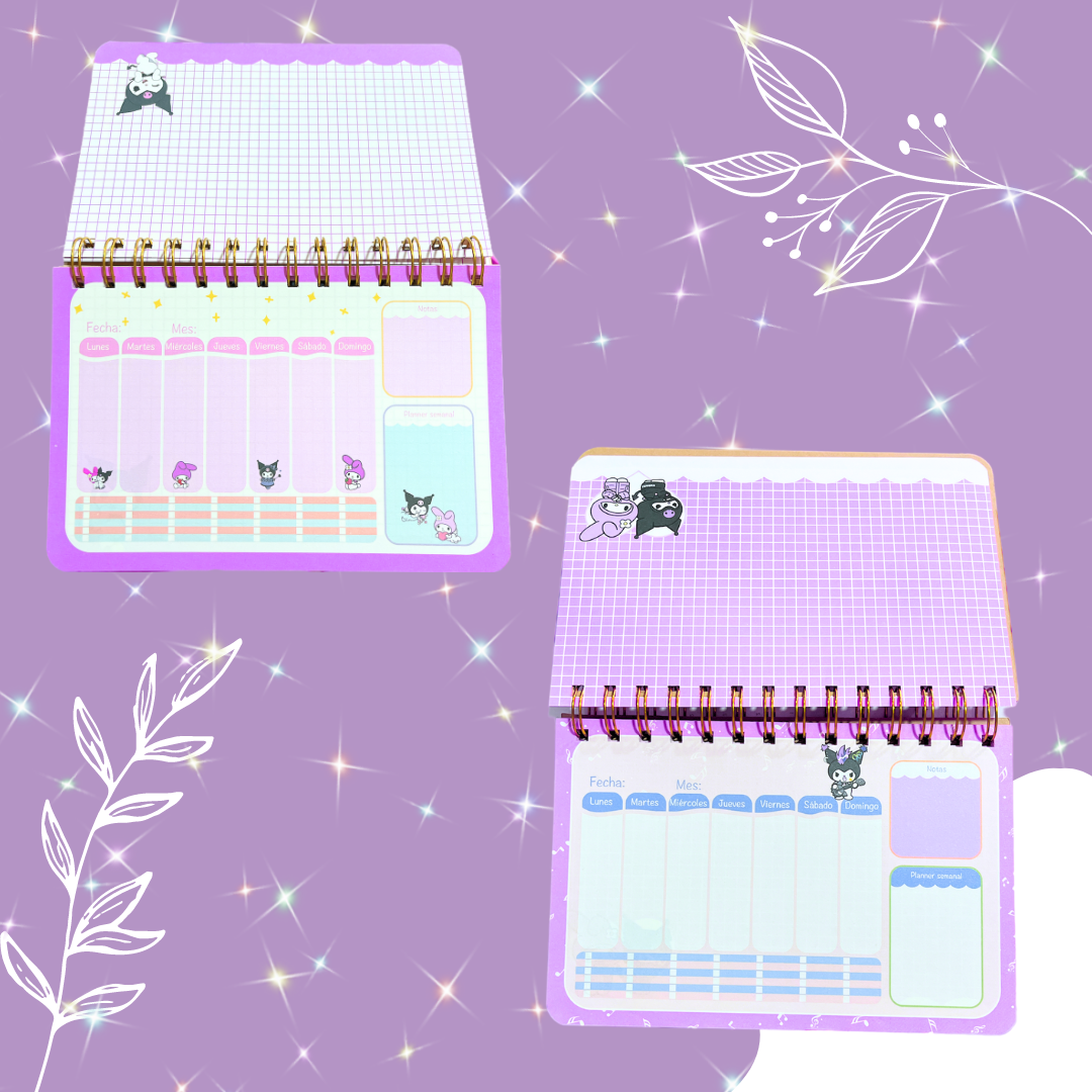 Planner Semanal Kuromi + Lápiz Multicolor Kuromi