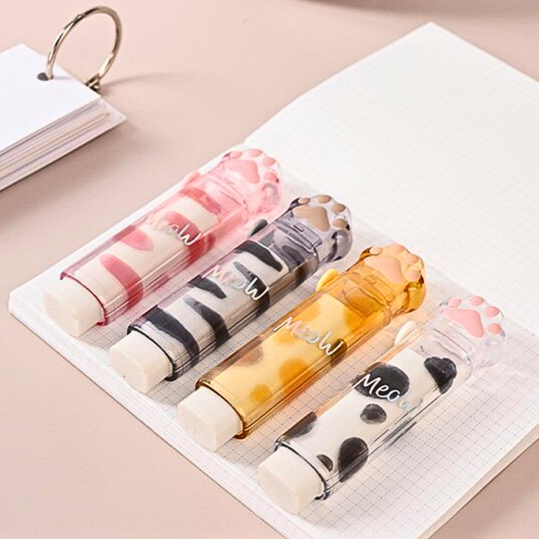 Pack Gomas De Borrador Patita Gato Retractil Kawaii