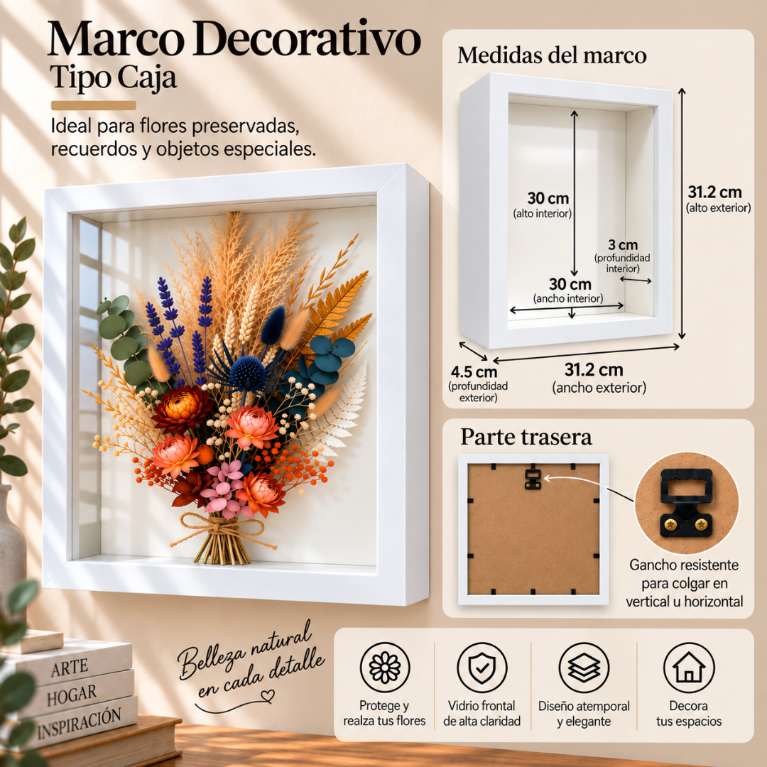 Marco Caja 30x30cm Para Fotos Decoración Con Profundidad