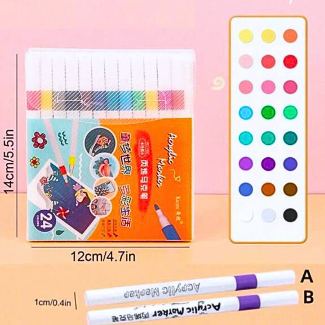 Set De 24 Plumones Acrílicos Para Toda Superficie