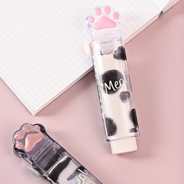 Pack Gomas De Borrador Patita Gato Retractil Kawaii