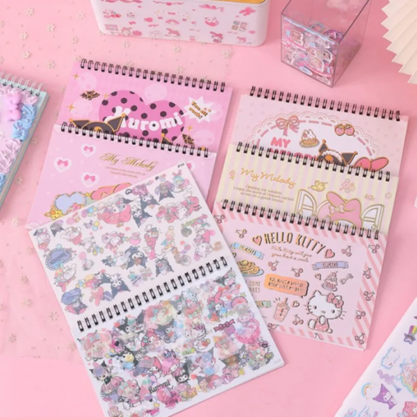 Libreta 430 Stickers De Kuromi / Hello Kitty
