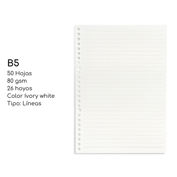 Pack De 2 Repuesto De Hojas Para Libreta Anillada B5 Languo