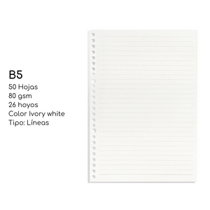 Repuesto De Hojas Para Libreta Anillada B5 Languo