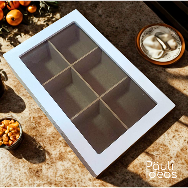 Caja Organizadora De Madera Para Té Con 6 Compartimientos