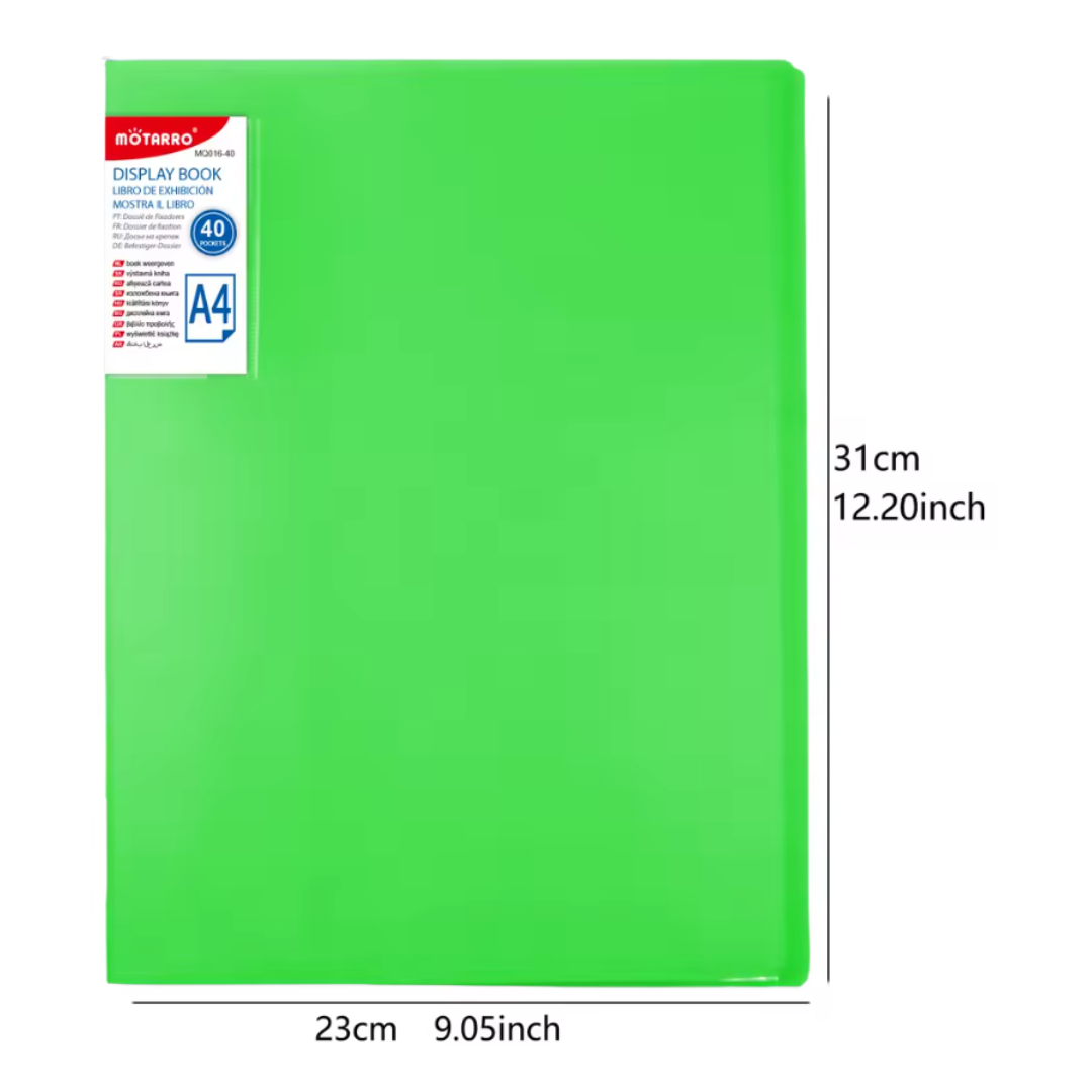 Carpeta Archivadora Color Neón 40 Fundas Transparentes A4