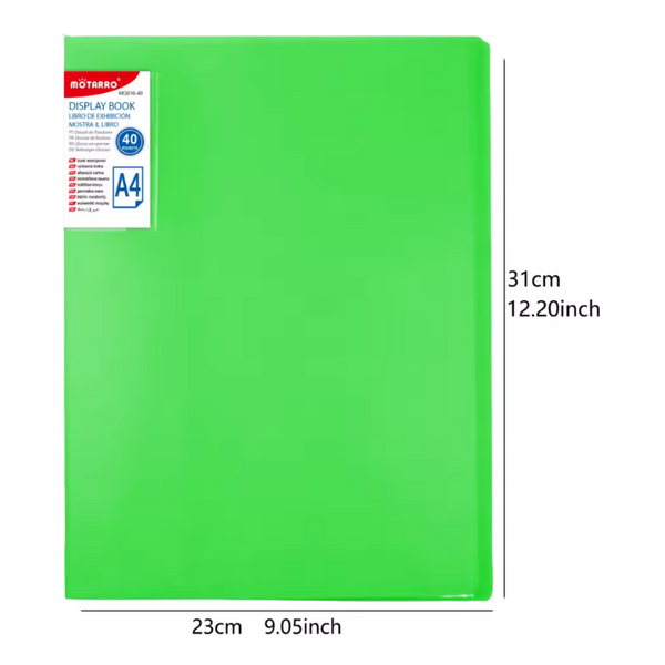 Carpeta Archivadora Color Neón 40 Fundas Transparentes A4