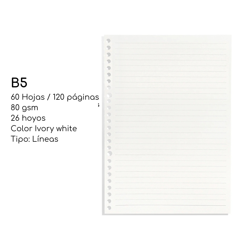 Libreta Languo Anillada B5 Sistema Refill + Pack Hojas Repuesto