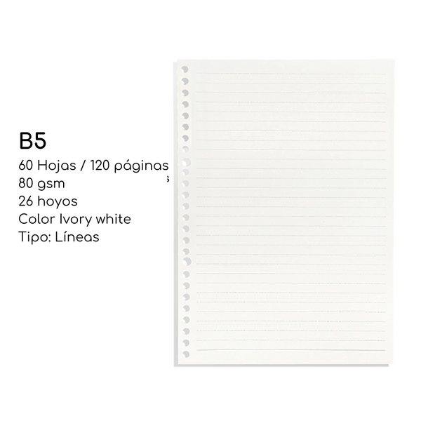 Libreta Languo Anillada B5 Sistema Refill + Pack Hojas Repuesto