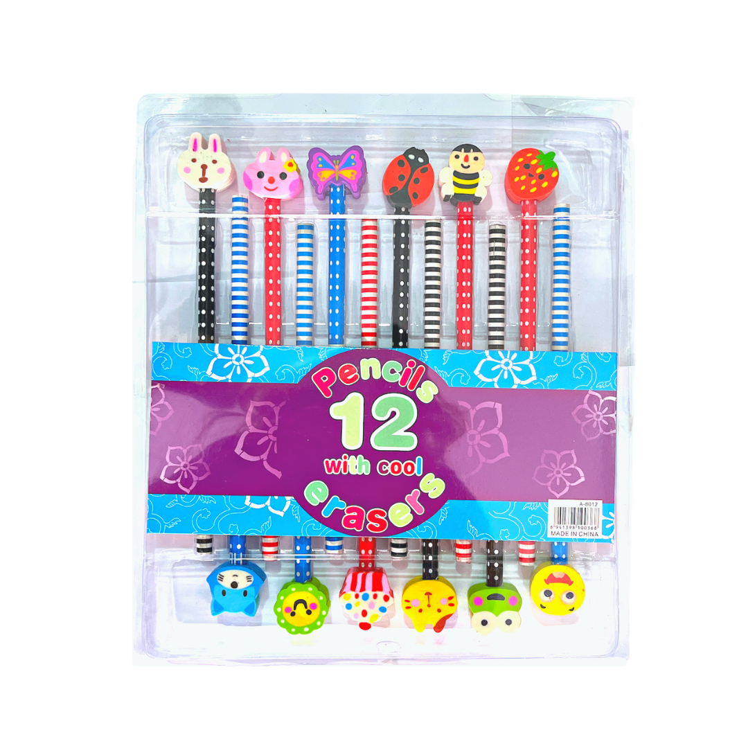 Set De 12 Lápices Niños Grafito Mina Colores Diseños