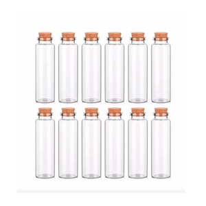 Set De 12 Mini Botella Vidrio Con Tapa Corcho 10 cm x 3 cm