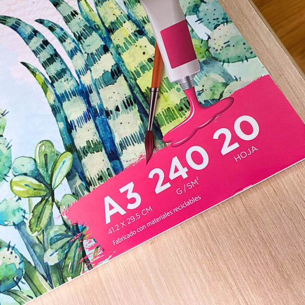 Block Para Acuarela A3 Croquera 240gsm 20 Hojas