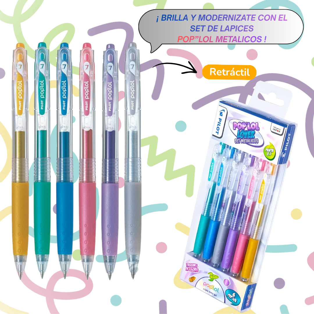 Lápices Tinta Gel 0.7mm Pilot Pop'lol Lover Set De 6