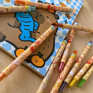 Croquera A4 Diseño Capybara + Set De Plumones Y Lápices Gel